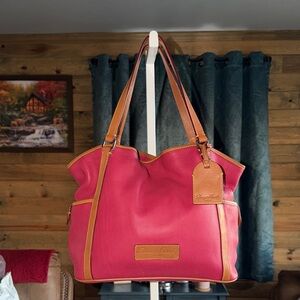Dooney & Bourke Red and Tan Leather Tote